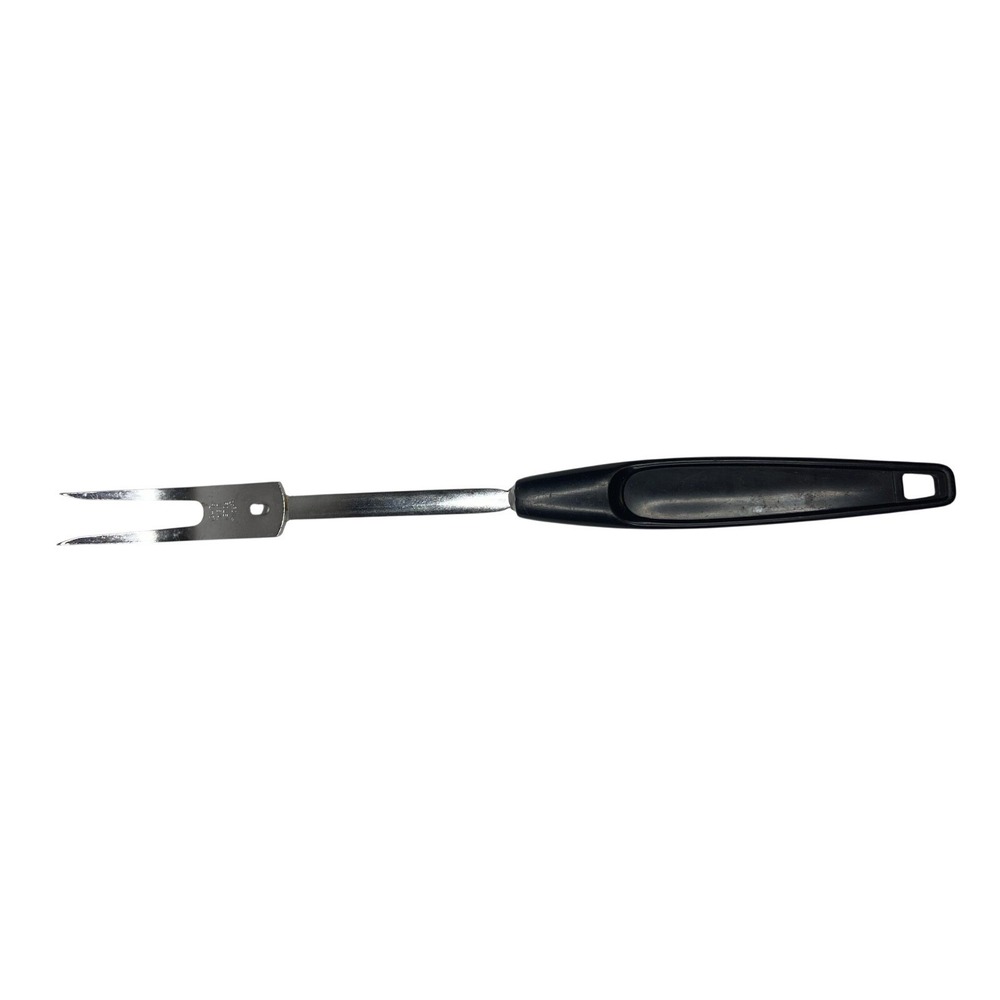 Vintage Foley USA Chrome Plated Meat Carving Fork Black‎ Handle 10.5 Inch